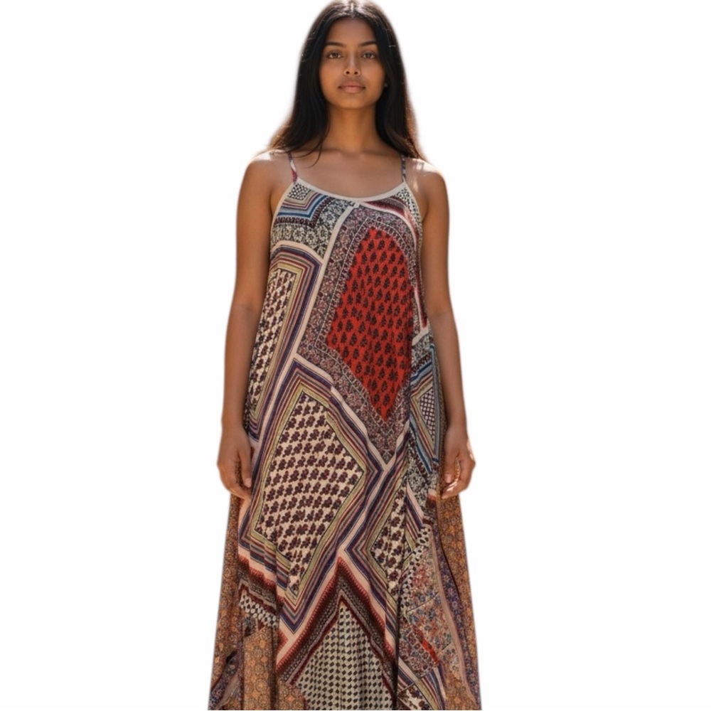 Aratta Silent Journey Patchwork Handkerchief  Dress Size Small